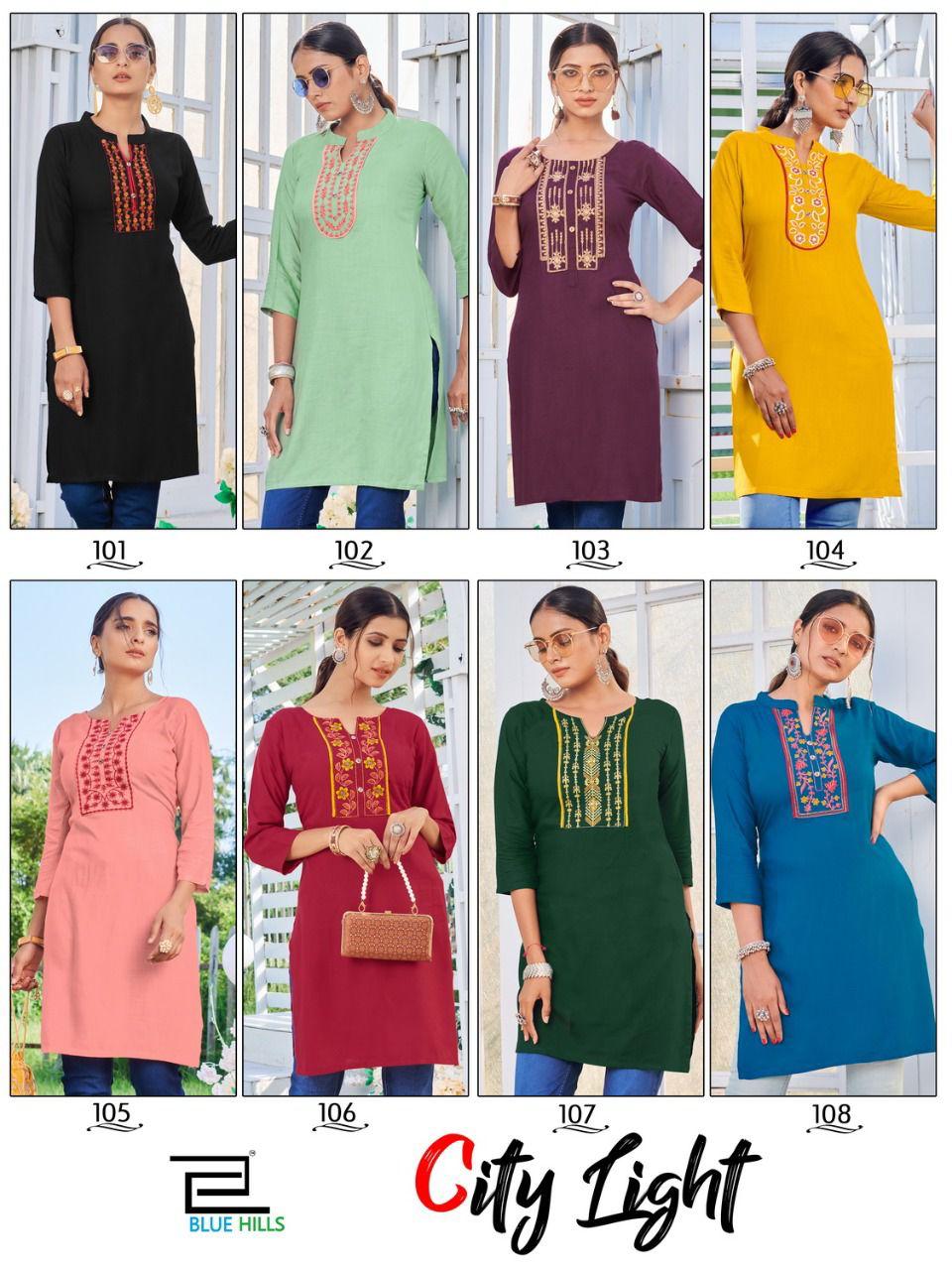 Blue Hills City Light 1 Latest Designer Short Top Collection